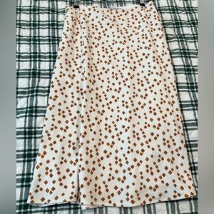 M.M. LaFleur orchard midi skirt in ivory goldenrod square dot